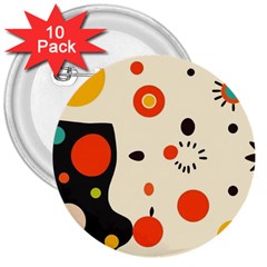 Geometric Design 3  Buttons (10 Pack) 