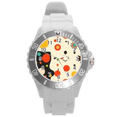 Geometric Design Round Plastic Sport Watch (l)