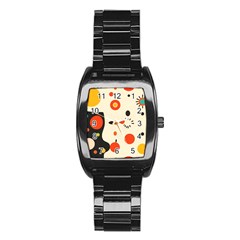 Geometric Design Stainless Steel Barrel Watch