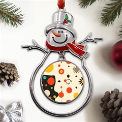 Geometric Design Metal Snowman Ornament