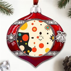 Geometric Design Metal Snowflake And Bell Red Ornament by myclothy