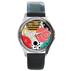 Geometric Design 07 Round Metal Watch