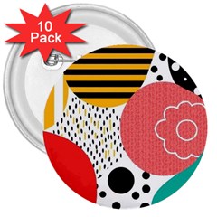 Geometric Design 07 3  Buttons (10 Pack) 