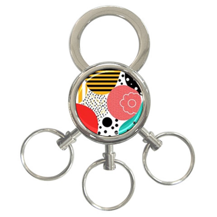 Geometric Design 07 3-Ring Key Chain