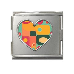 Geometric Design 08 Mega Link Heart Italian Charm (18mm)