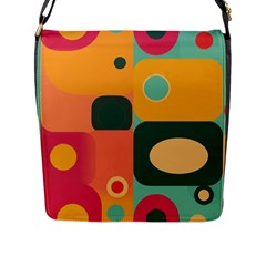 Geometric Design 08 Flap Closure Messenger Bag (l)