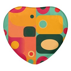 Geometric Design 08 Heart Glass Fridge Magnet (4 Pack)