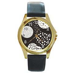 Geometric Design 09 Round Gold Metal Watch