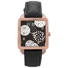 Geometric Design 09 Rose Gold Leather Watch 