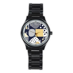 Geometric Design 10 Stainless Steel Round Watch