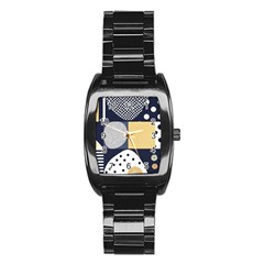 Geometric Design 10 Stainless Steel Barrel Watch