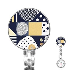 Geometric Design 10 Stainless Steel Nurses Watch