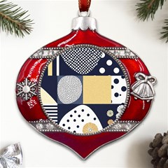 Geometric Design 10 Metal Snowflake And Bell Red Ornament by myclothy