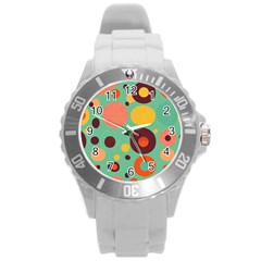 Geometric Design 11 Round Plastic Sport Watch (l) by myclothy