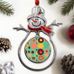 Geometric Design 11 Metal Snowman Ornament