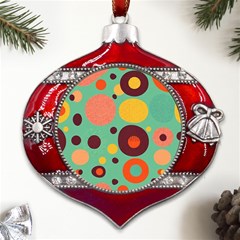 Geometric Design 11 Metal Snowflake And Bell Red Ornament by myclothy