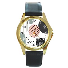 Geometric Design 12 Round Gold Metal Watch