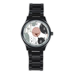 Geometric Design 12 Stainless Steel Round Watch