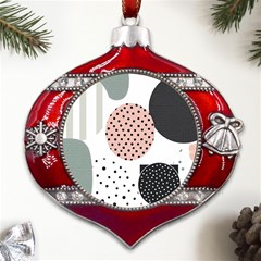 Geometric Design 12 Metal Snowflake And Bell Red Ornament by myclothy