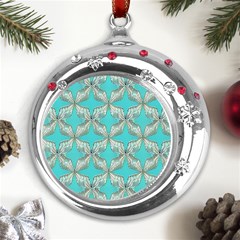 Geometric Design 13 Metal Snowflake Red Crystal Round Ornament