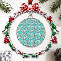 Geometric Design 13 Metal X mas Wreath Ribbon Ornament