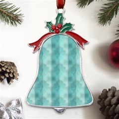 Geometric Design 14 Metal Holly Leaf Bell Ornament