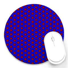 Blue Pattern Red Texture Round Mousepad