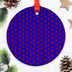 Blue Pattern Red Texture Ornament (round)