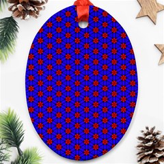 Blue Pattern Red Texture Ornament (oval)