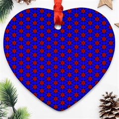 Blue Pattern Red Texture Ornament (heart)