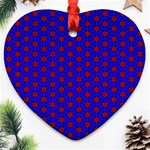 Blue Pattern Red Texture Ornament (Heart) Front