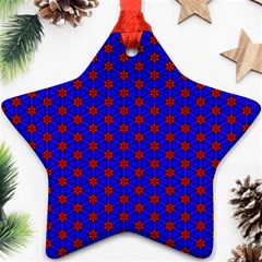 Blue Pattern Red Texture Ornament (star)