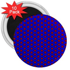 Blue Pattern Red Texture 3  Magnets (10 Pack) 