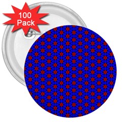 Blue Pattern Red Texture 3  Buttons (100 Pack) 