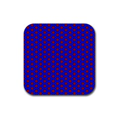 Blue Pattern Red Texture Rubber Coaster (square)