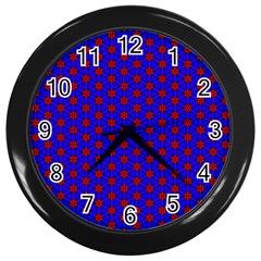 Blue Pattern Red Texture Wall Clock (black)