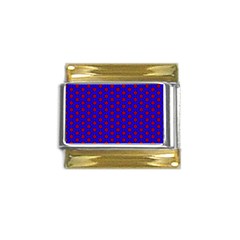 Blue Pattern Red Texture Gold Trim Italian Charm (9mm)