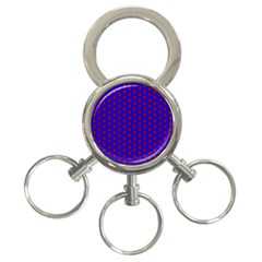 Blue Pattern Red Texture 3-ring Key Chain