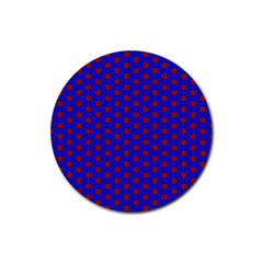 Blue Pattern Red Texture Rubber Round Coaster (4 Pack)