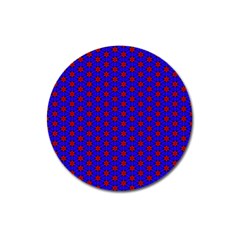 Blue Pattern Red Texture Magnet 3  (round)