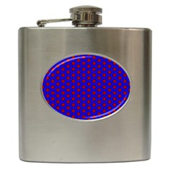 Blue Pattern Red Texture Hip Flask (6 Oz)