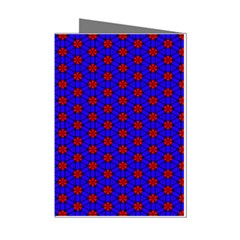 Blue Pattern Red Texture Mini Greeting Cards (pkg Of 8)