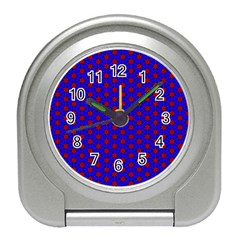 Blue Pattern Red Texture Travel Alarm Clock