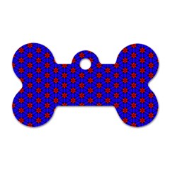 Blue Pattern Red Texture Dog Tag Bone (one Side)