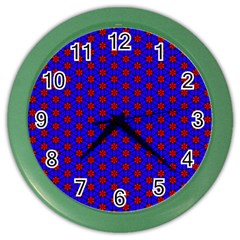 Blue Pattern Red Texture Color Wall Clock