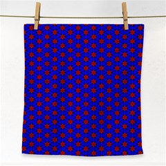 Blue Pattern Red Texture Face Towel