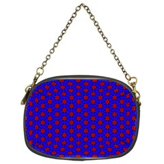 Blue Pattern Red Texture Chain Purse (one Side)