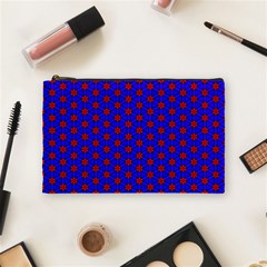 Blue Pattern Red Texture Cosmetic Bag (medium)