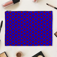 Blue Pattern Red Texture Cosmetic Bag (xl)