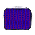 Blue Pattern Red Texture Mini Toiletries Bag (One Side) Front